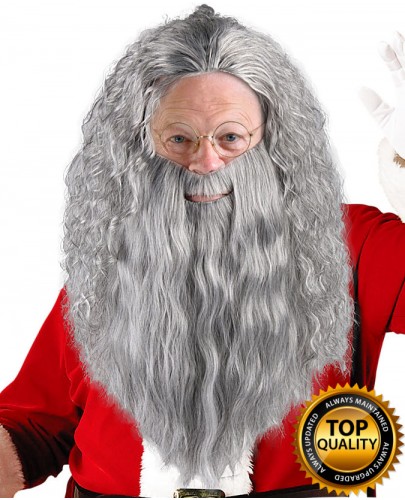 Santa Claus Grey Wig and Beard Set Deluxe HX-020